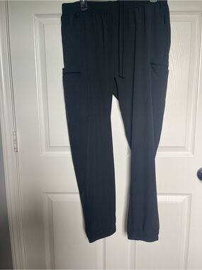 Black Scrubs with Side Patch Pockets Drawstring Workwear Size XL